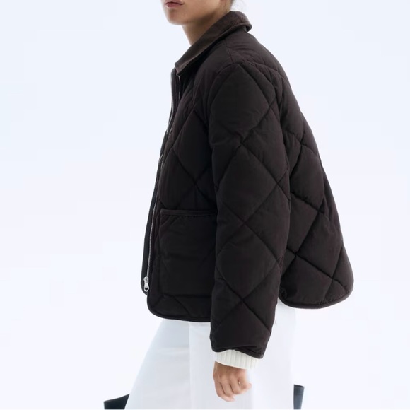 H&M Dark Brown Quilted Jacket - Picture 2 of 7